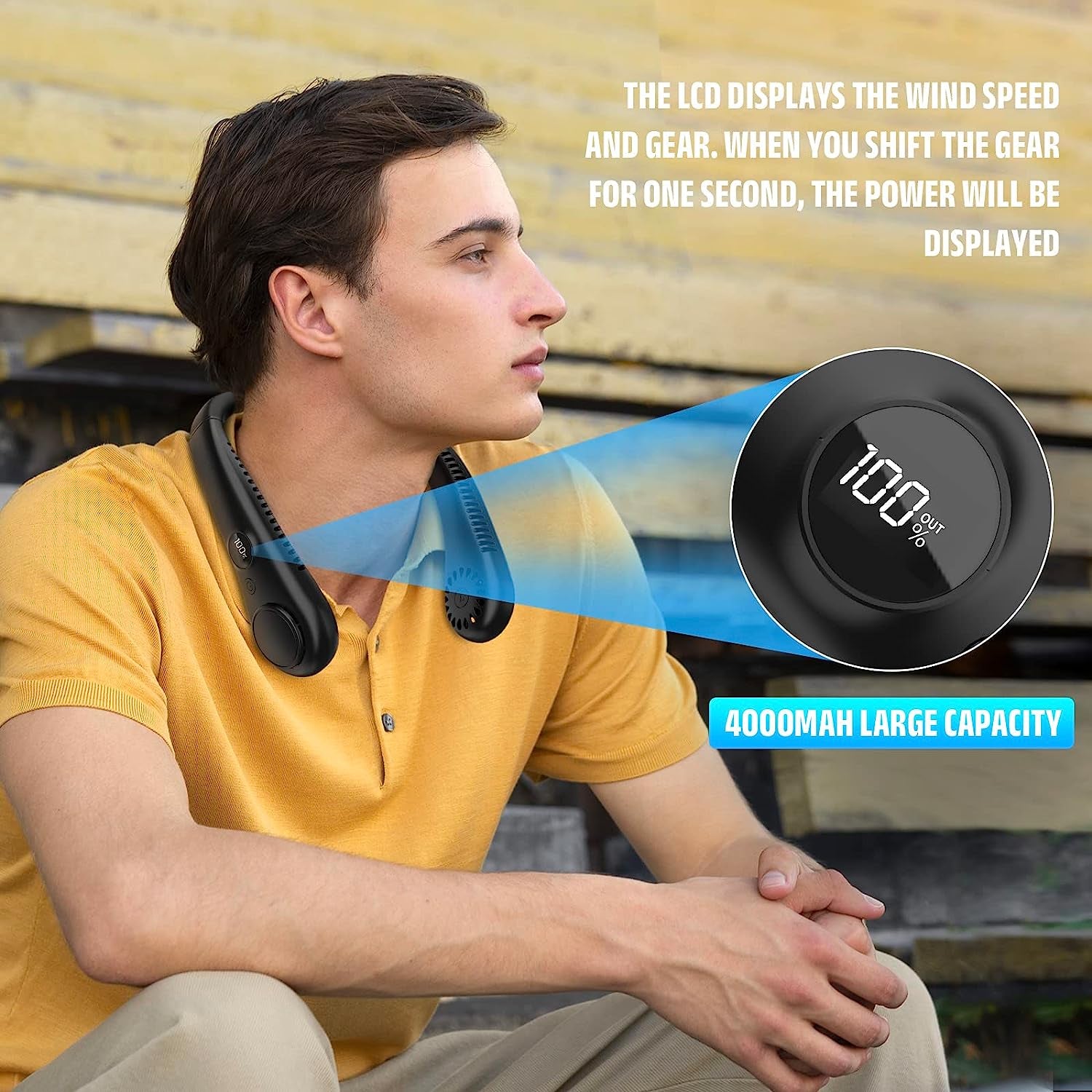 Portable Hands-Free Cooling Solution with LCD Display Personal